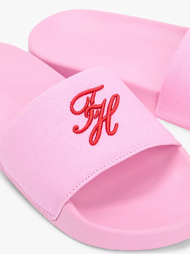 Logo Embroidery Canvas Pool Slides