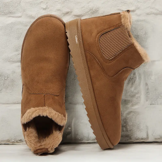 🔥 Heute bestellen & 49% RABATT erhalten - Bequeme, runde, flauschig gefütterte Slip-On Knöchel-Winterstiefel