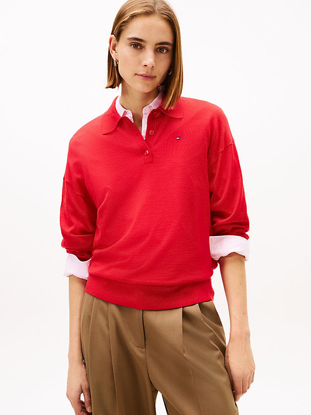 Flag Embroidery Polo Jumper WiSilk
