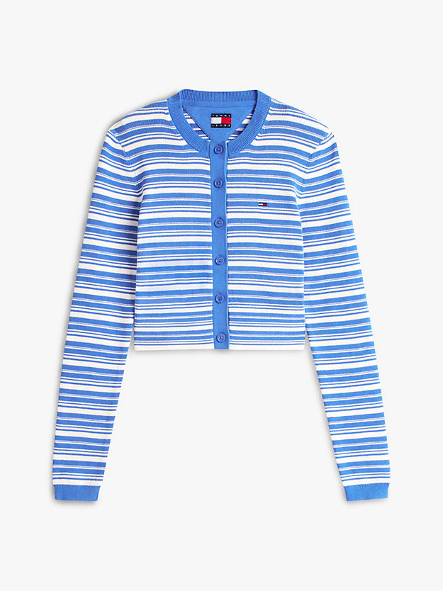 Stripe Slim Crew Neck Cardigan