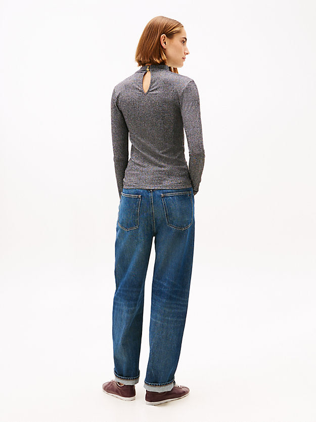 Festive Metallic Slim Long Sleeve Top