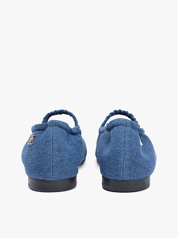 Canvas Denim Elasticated Strap Ballerinas