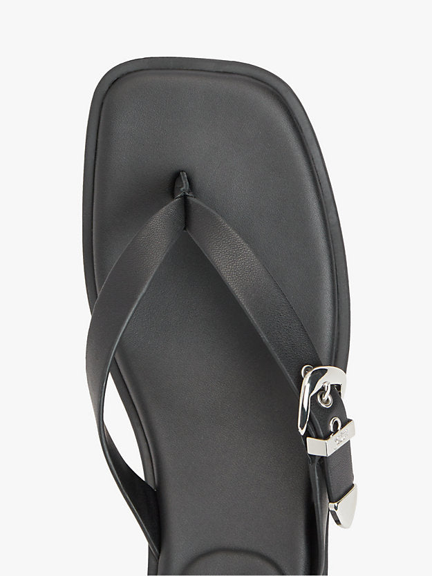 Leather Kitten Heel Toe Post Sandals