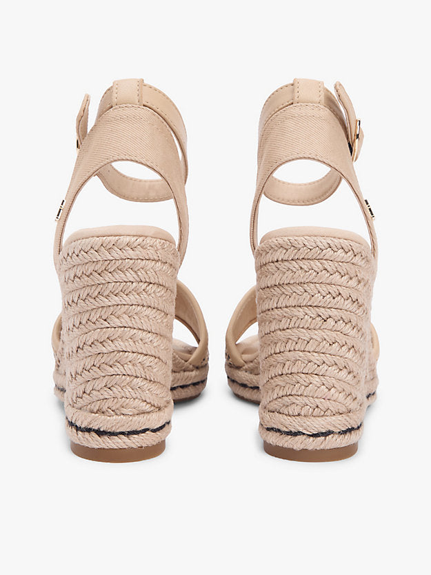 Raffia Strap High Wedge Espadrilles