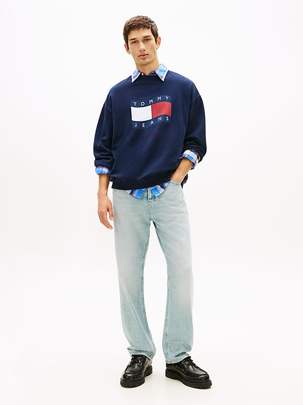 90s Wavy Flag Terry Crew Neck Sweatshirt