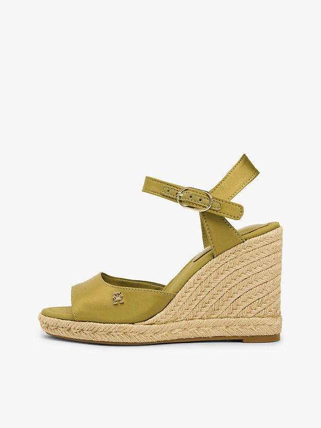 Satin Monogram Wedge Espadrilles