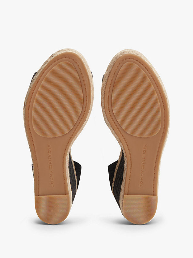 Logo Plaque Leather Wedge Heel Espadrilles
