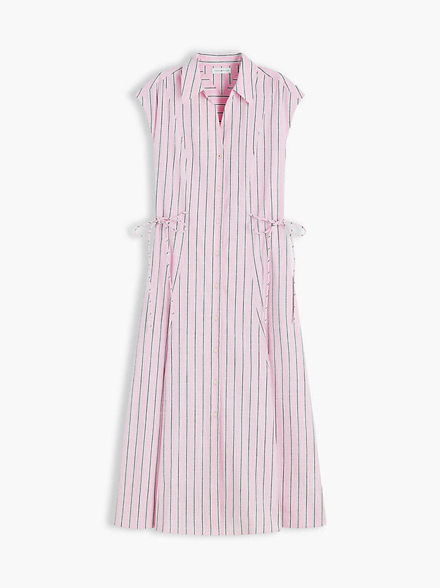 Tie Detail Cap Sleeve Midi Shirt Dress