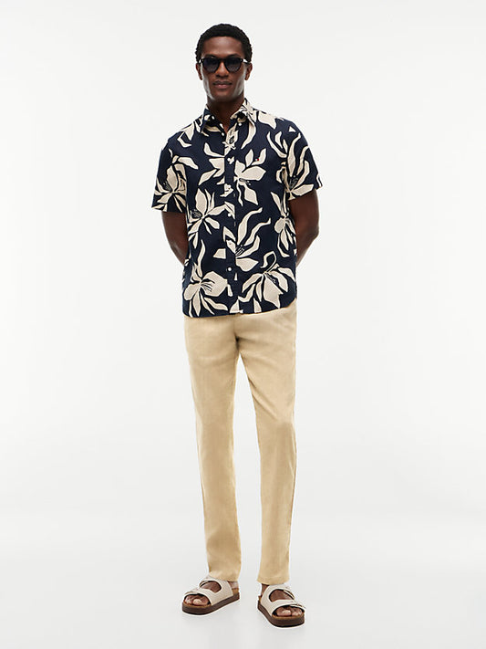 Harlem Tapered Leg Linen Blend Chinos