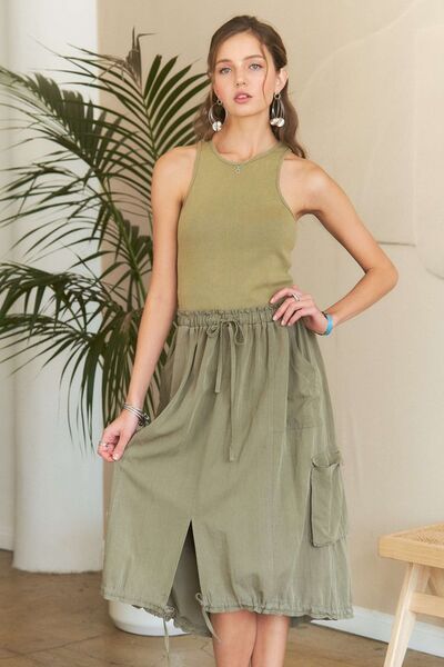 ADORA Ärmelloses gewaschenes Kleid mit Kordelzug