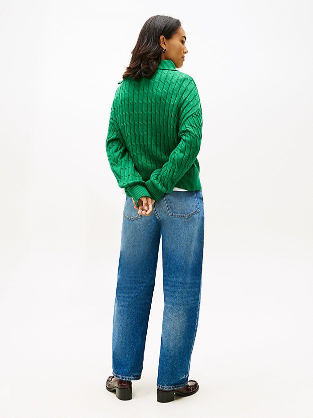 Relaxed Cable Knit Quarter-Zip Jumper