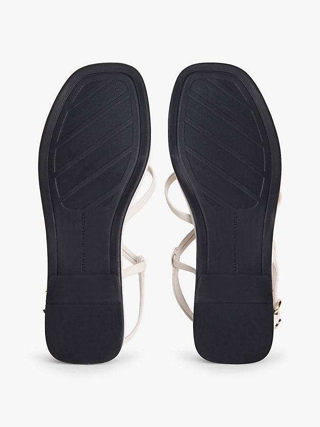 Leather Crossover Strap Flat Sandals