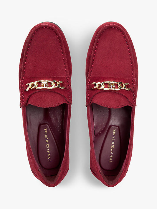 Suede Chain Penny Loafers