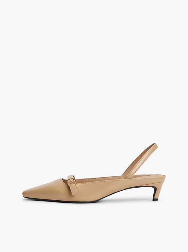 Leather Kitten Heel Slingbacks