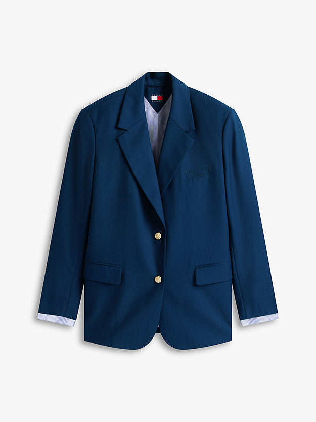 Boyfriend Fit Gold-Tone Button Blazer