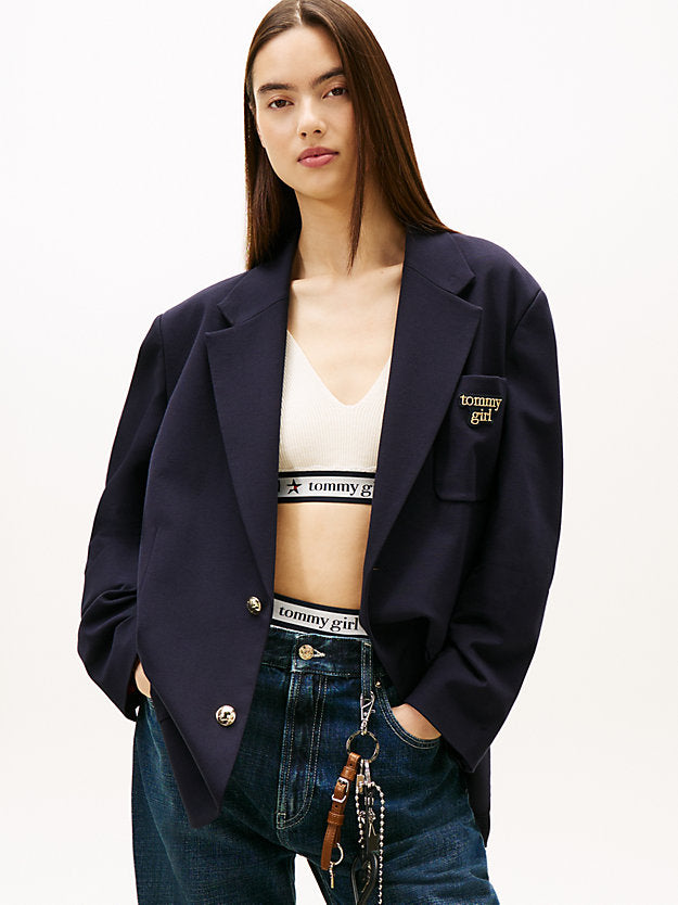 Girl Logo Oversized Fit Jersey Blazer