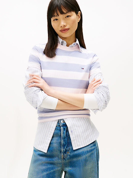 Flag Embroidery Jersey Crew Neck T-Shirt