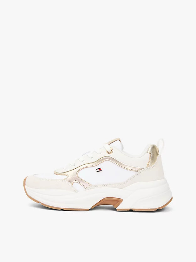 Metallic Leather Chunky Trainers