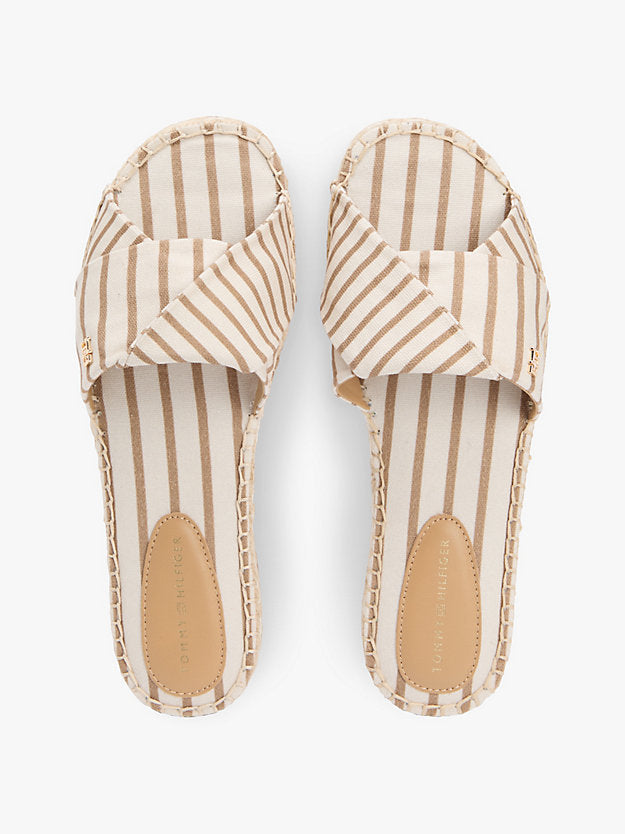 Canvas Monogram Stripe Espadrille Mules