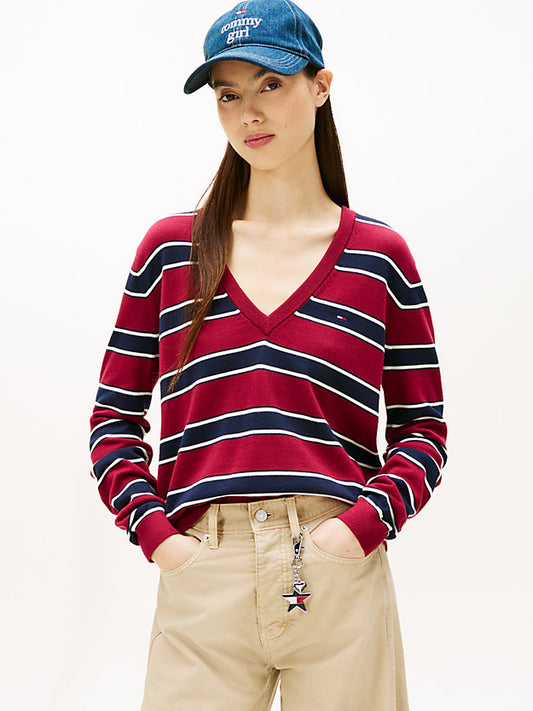 Flag Embroidery V-Neck Jumper
