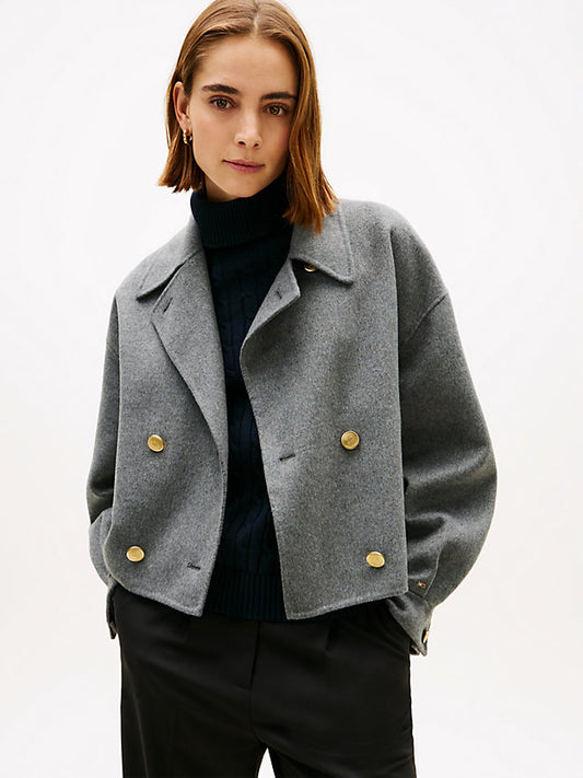 Wool Blend Double Breasted Peacoat