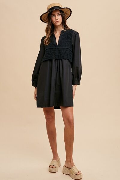 Robe chemise Annie Wear à manches longues et gilet en crochet cranté