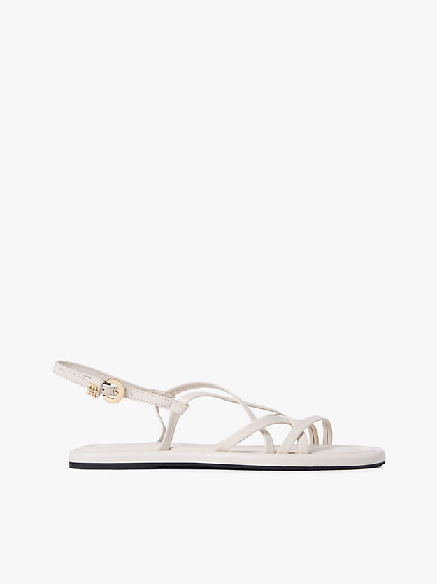 Leather Crossover Strap Flat Sandals