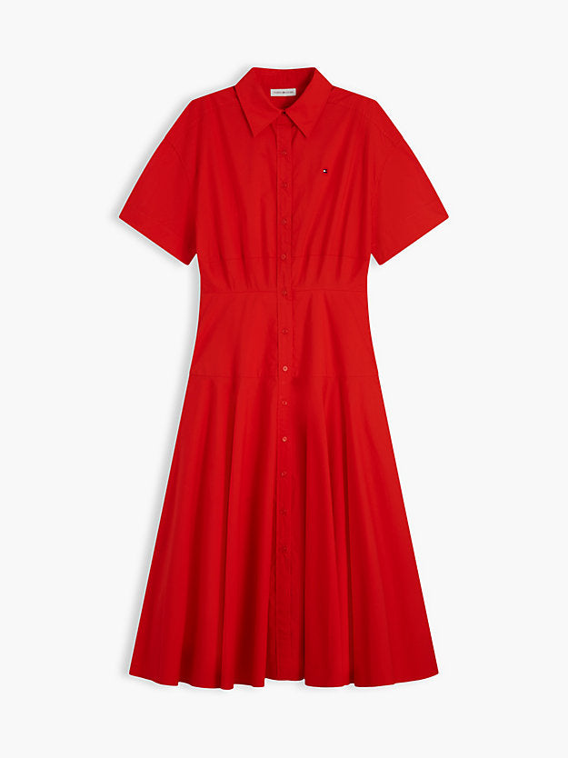 Fit And Flare Poplin Midi Shirt Dress
