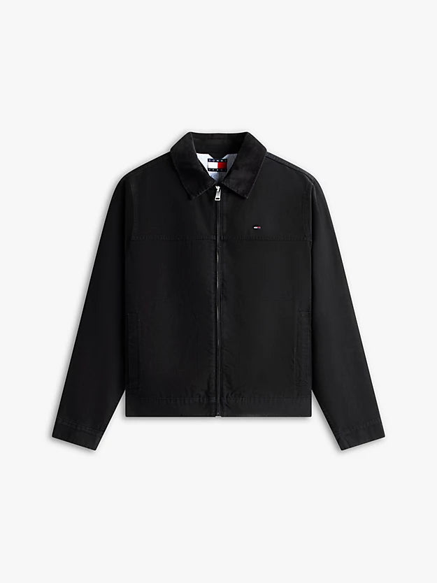 Flag Embroidery Zip-Thru Trucker Jacket