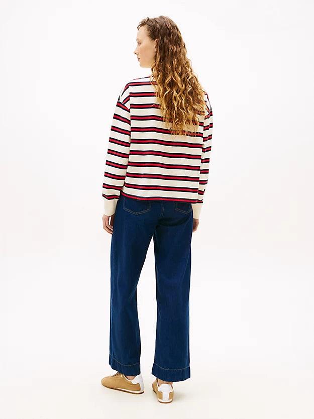 1985 Relaxed Fit Stripe Long Sleeve Polo Shirt
