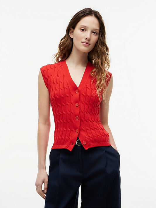 Cable Knit Slim Cap Sleeve Cardigan
