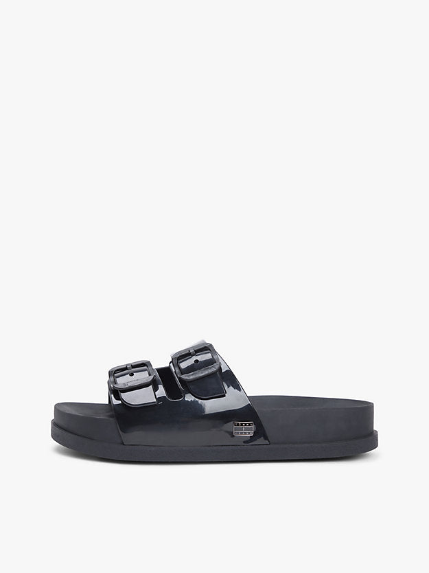 Double Buckle Strap Jelly Slides