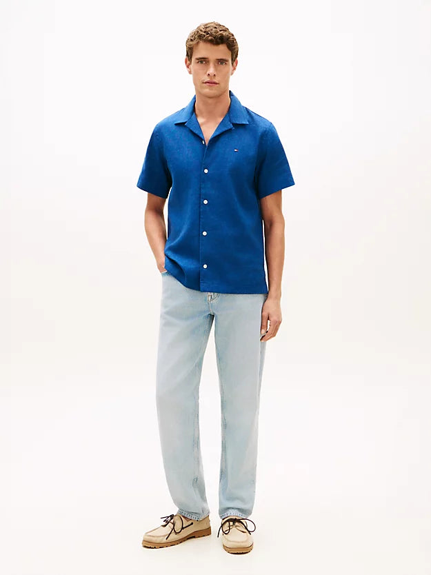 Regular Fit Linen Blend Short Sleeve Shirt