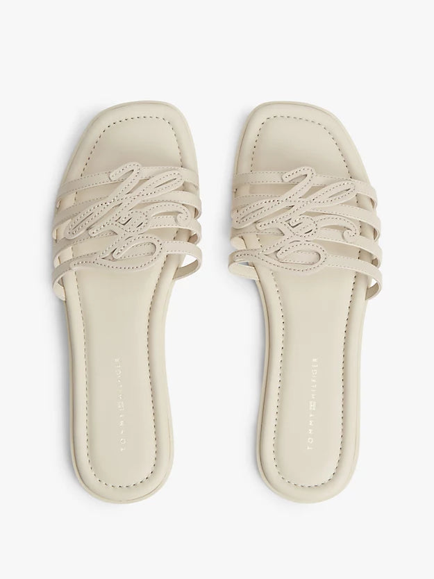 Logo Strap Leather Mules