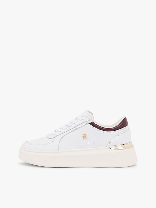 Metallic Heel Leather Platform Trainers