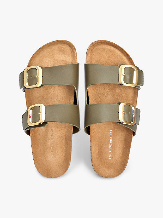 Leather Double Strap Cork Sandals