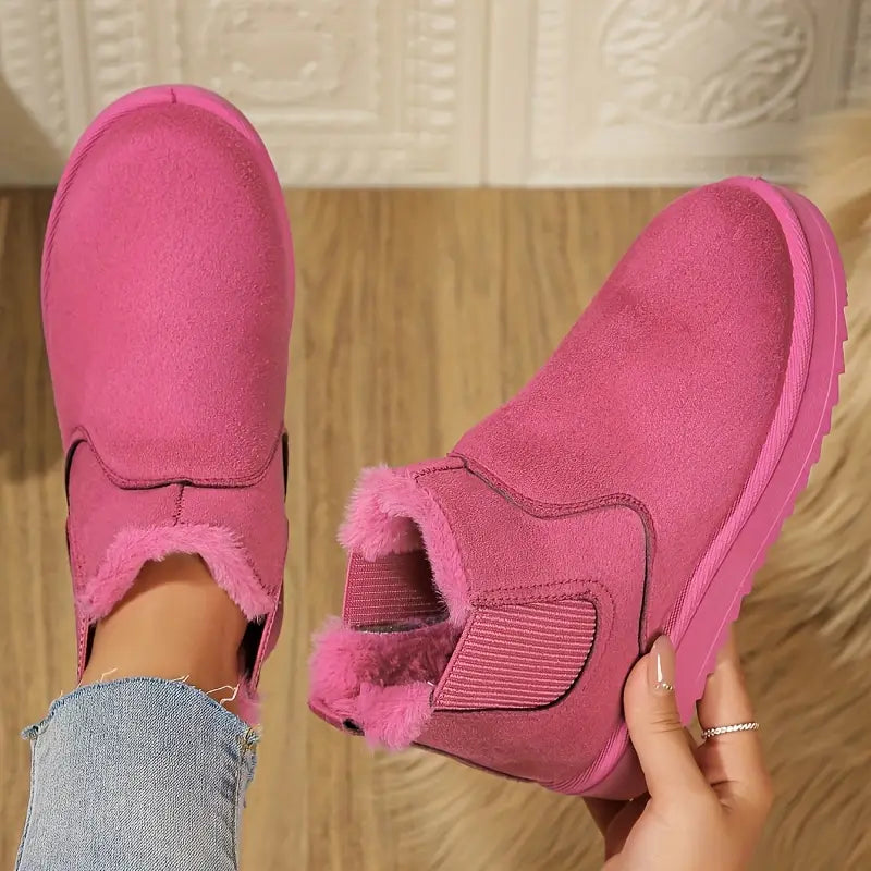 🔥 Heute bestellen & 49% RABATT erhalten - Bequeme, runde, flauschig gefütterte Slip-On Knöchel-Winterstiefel