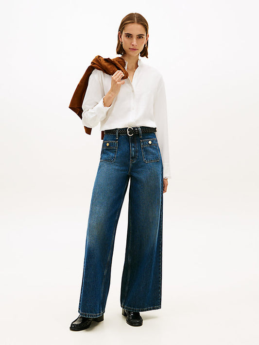 Oversized Fit Lace Trim Shirt WiLinen