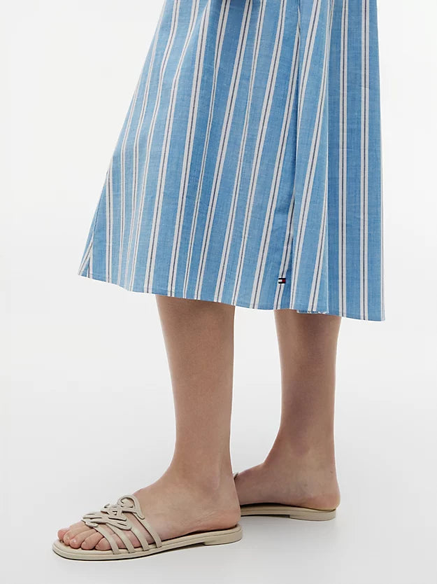 Tie Detail Cap Sleeve Midi Shirt Dress