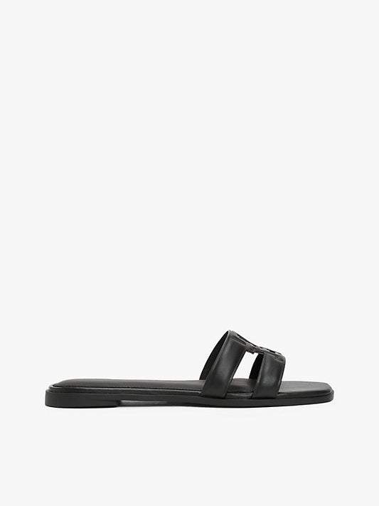 Leather Monogram Strap Mules