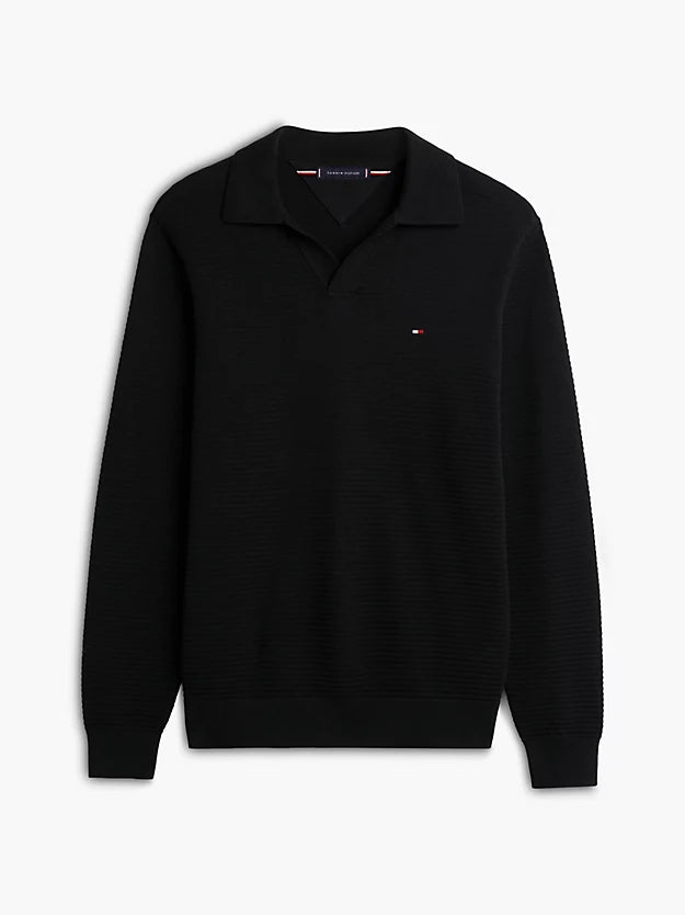 Textured Knit Polo Collar Jumper
