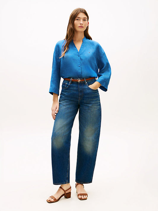 Relaxed Fit Pure Linen Half Sleeve Shirt