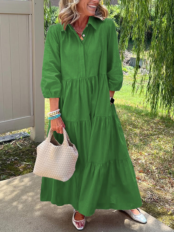 LIQUIDATION 🔥 Robe ample en coton et lin à revers - Sans taxe