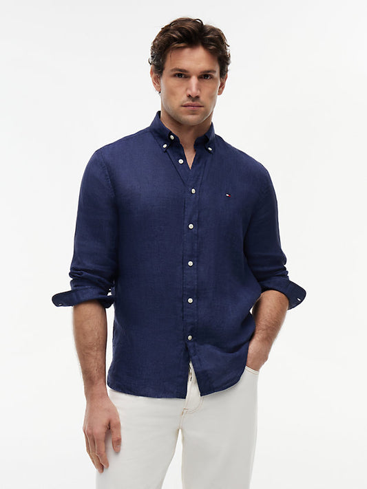 Regular Fit Washed Pure Linen Shirt