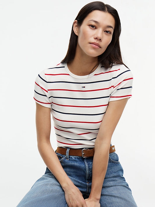 Ribbed Slim Crew Neck T-Shirt