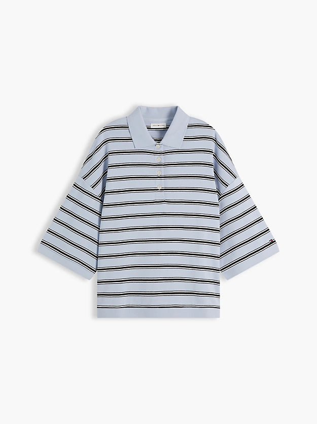 Oversized Fit Stripe Polo Shirt