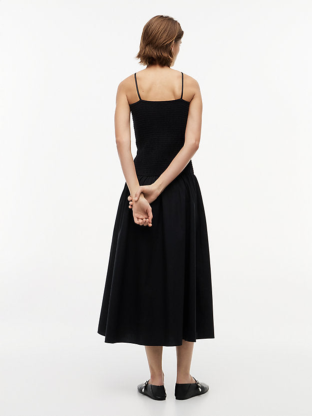 Smock Strap Maxi Fit And Flare Dress