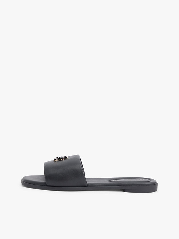 Leather Monogram Strap Mules