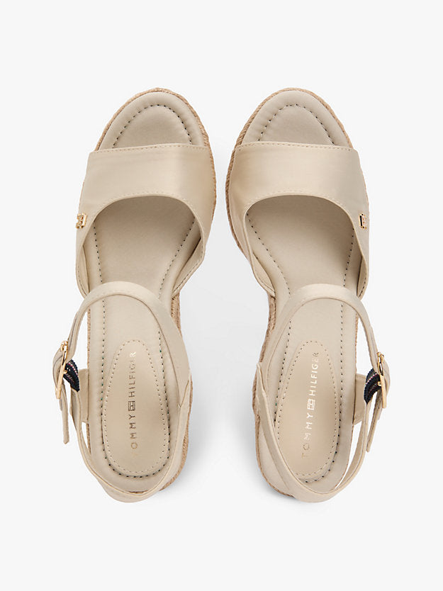 Satin Monogram Wedge Espadrilles