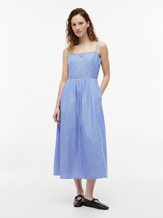 Crinkle Poplin Strap Maxi Dress